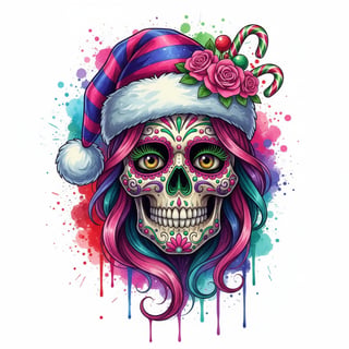 Day of the Dead Christmas Sugar Skull Art