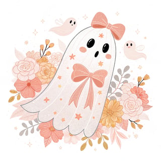 Minimalist Lace-Textured Floral Ghost