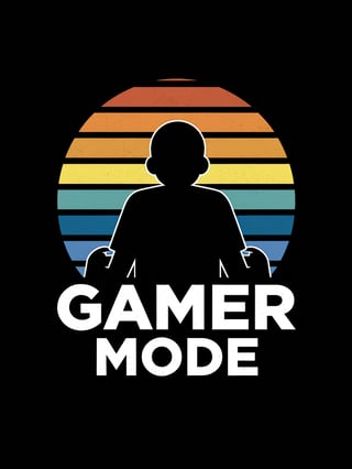 Vintage Gamer Silhouette at Sunset