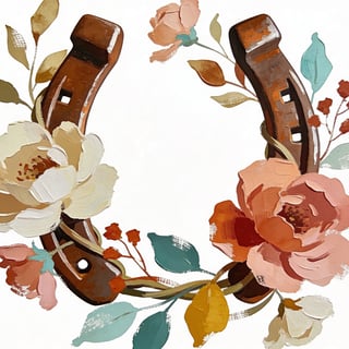 Floral Horseshoe Western Art