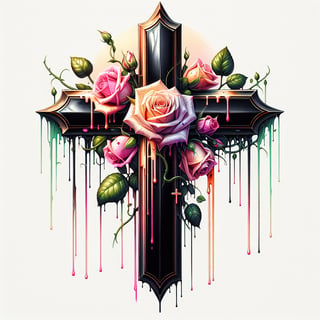 Bright Floral Cross Illustration