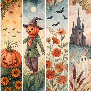 Watercolor Halloween Collage
