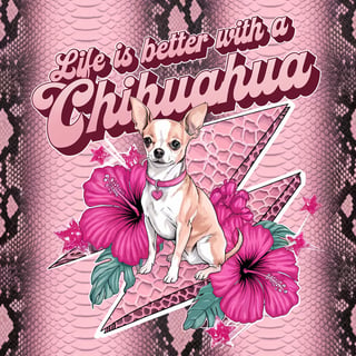 Chihuahua with Hibiscus Flowers Art