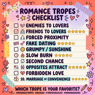 Romance Tropes Checklist Template