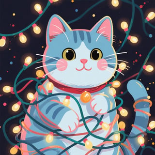 Christmas Cat in Twinkle Lights