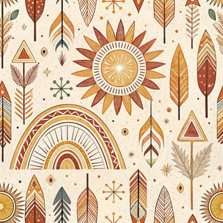 Bohemian Pattern with Sunbursts and Arrows