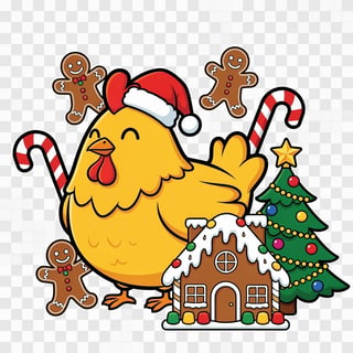 Happy Christmas Cartoon Chicken