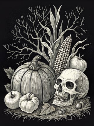 Eerie Fall Harvest Halloween Illustrations