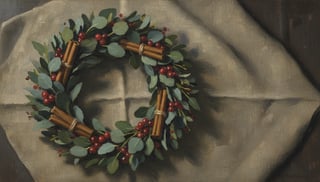 Eucalyptus and Cranberries Wreath Painting