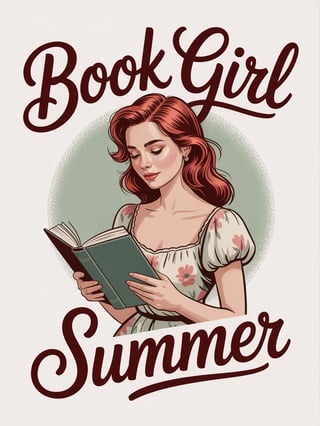 Whimsical Book Girl Summer Design