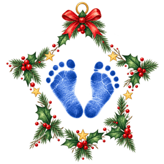 Blue Baby Feet Christmas Ornament