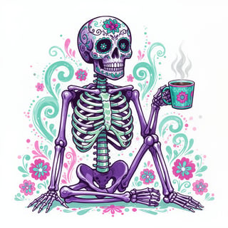 Colorful Day of the Dead Skeleton Art
