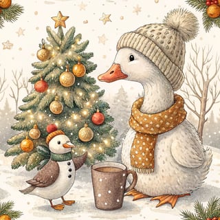 Hand-drawn Holiday Goose Illustration