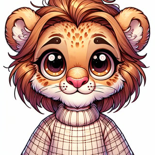 Cute Cartoon African Lion Cub
