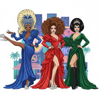 Colorful Drag Queens in Vector Art