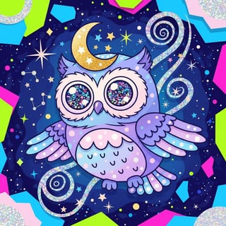 Kawaii Space Owl Pop Art