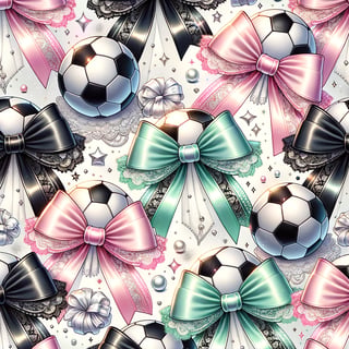 Elegant Soccer Balls with Satin Bows Pattern