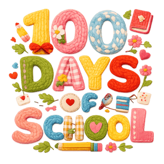 100 Days of School Yarn Typography