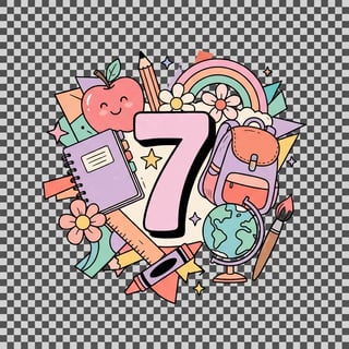 Retro School Supplies Doodle Collage
