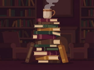 Stack of Books with Coffee Mug