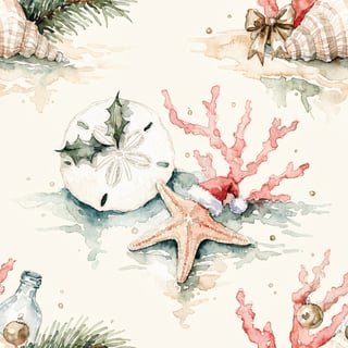 Coastal Christmas Watercolor Pattern
