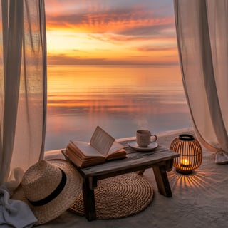 Serene Golden Hour Ocean Landscape