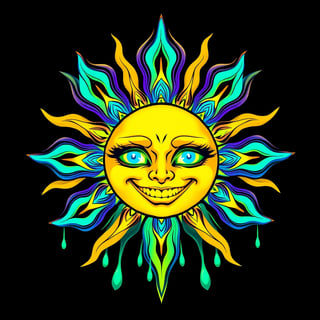 Symmetrical Fantasy Yellow Sun Illustration