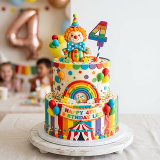 Rainbow Clown Birthday Cake
