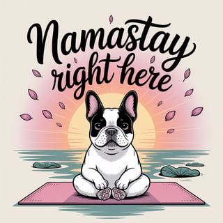 Calm French Bulldog Yoga Illustration