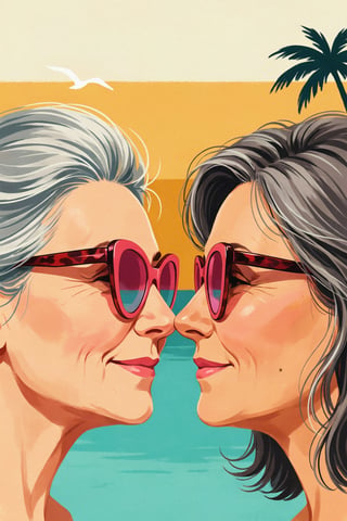 Retro 1960s Pop-Art Elderly Ladies