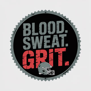 Jagged Badge with Bold Text and Helmet