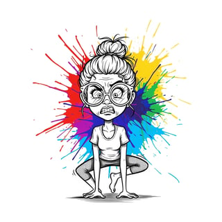 Quirky Woman Yoga Cartoon Sketch