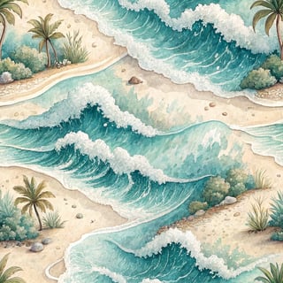 Watercolor Ocean Waves Pattern
