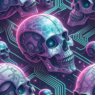Cyberpunk Chrome Skulls Design