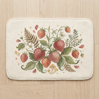 Strawberry Forest Bath Mat Illustration