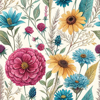 Vibrant Pressed Wildflowers Art
