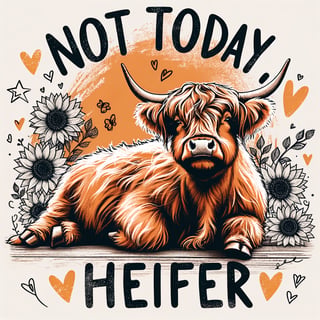 Sassy Highland Cow with Sunflowers