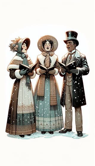 Vintage Carolers Clipart Illustration