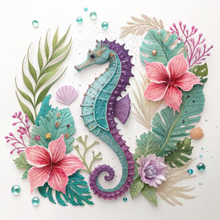 Elegant Tropical Seahorse Design