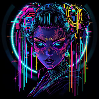 Cyberpunk Geisha T-Shirt Design