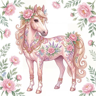 Ornate Palomino Horse Illustration