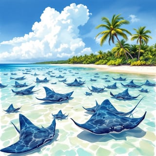 Cayman Islands Ink and Watercolor Poster