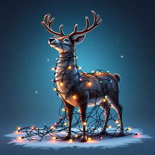 Reindeer Tangled in Christmas Lights