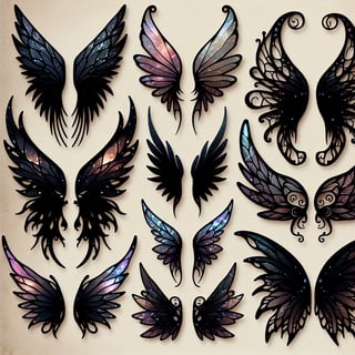 Dark Fairy Wings with Iridescent Glow