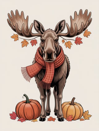 Curious Moose with Red Scarf