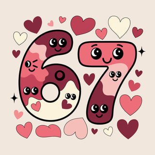 Valentine's Day Cartoon Numbers 6 and 7