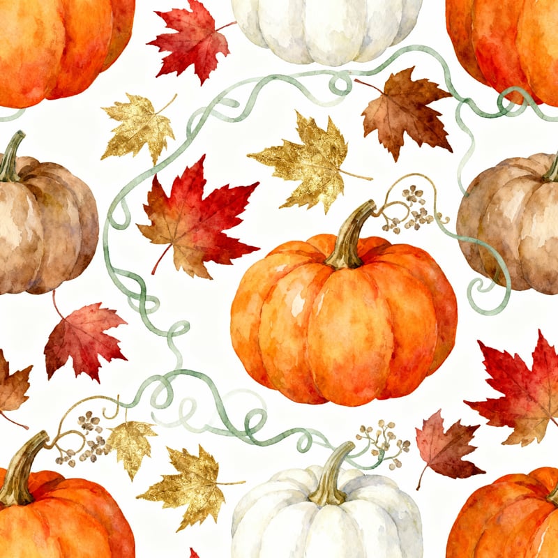 Seamless Watercolor Fall Pattern