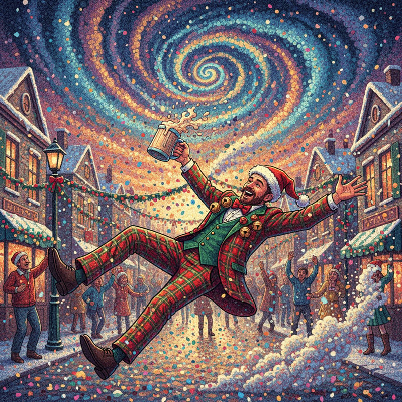 Festive Man in Lively Outdoor Scene