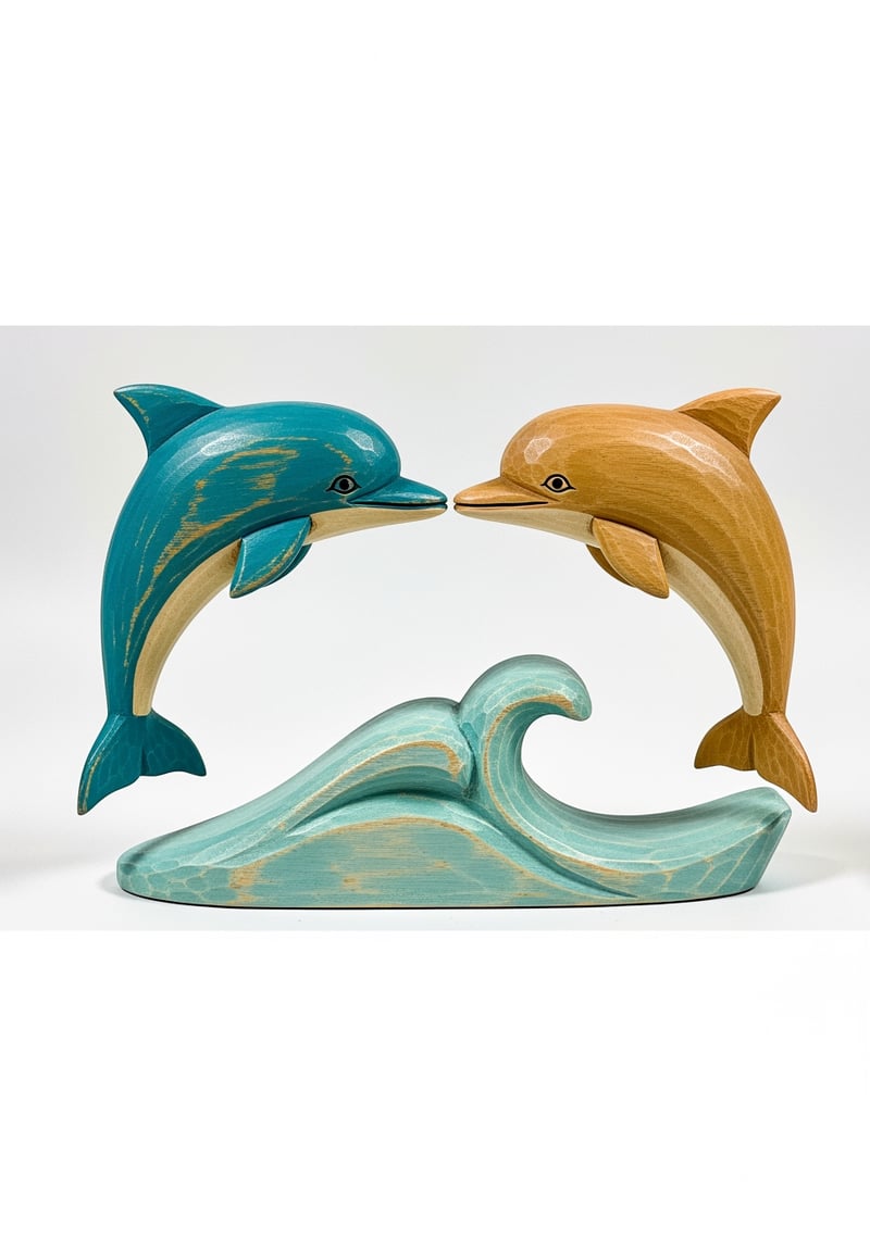 Vintage Dolphin Pair Carving