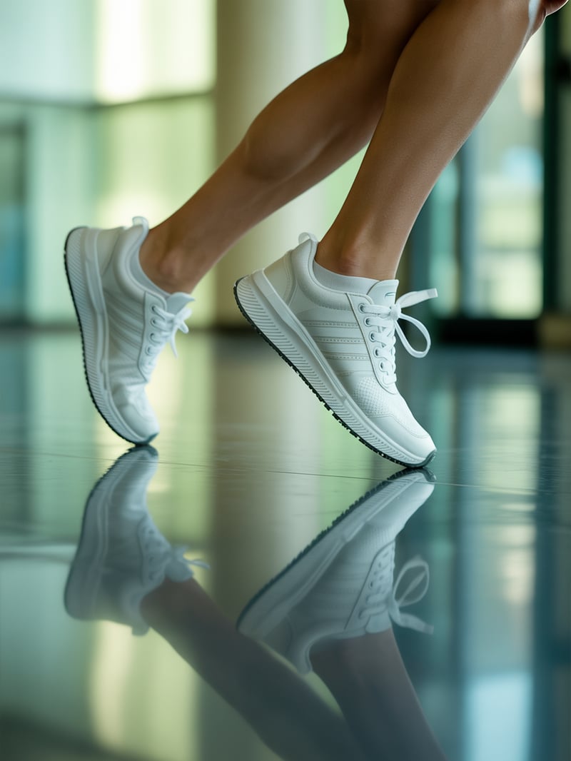 Close-up of Clean Sneakers in Motion